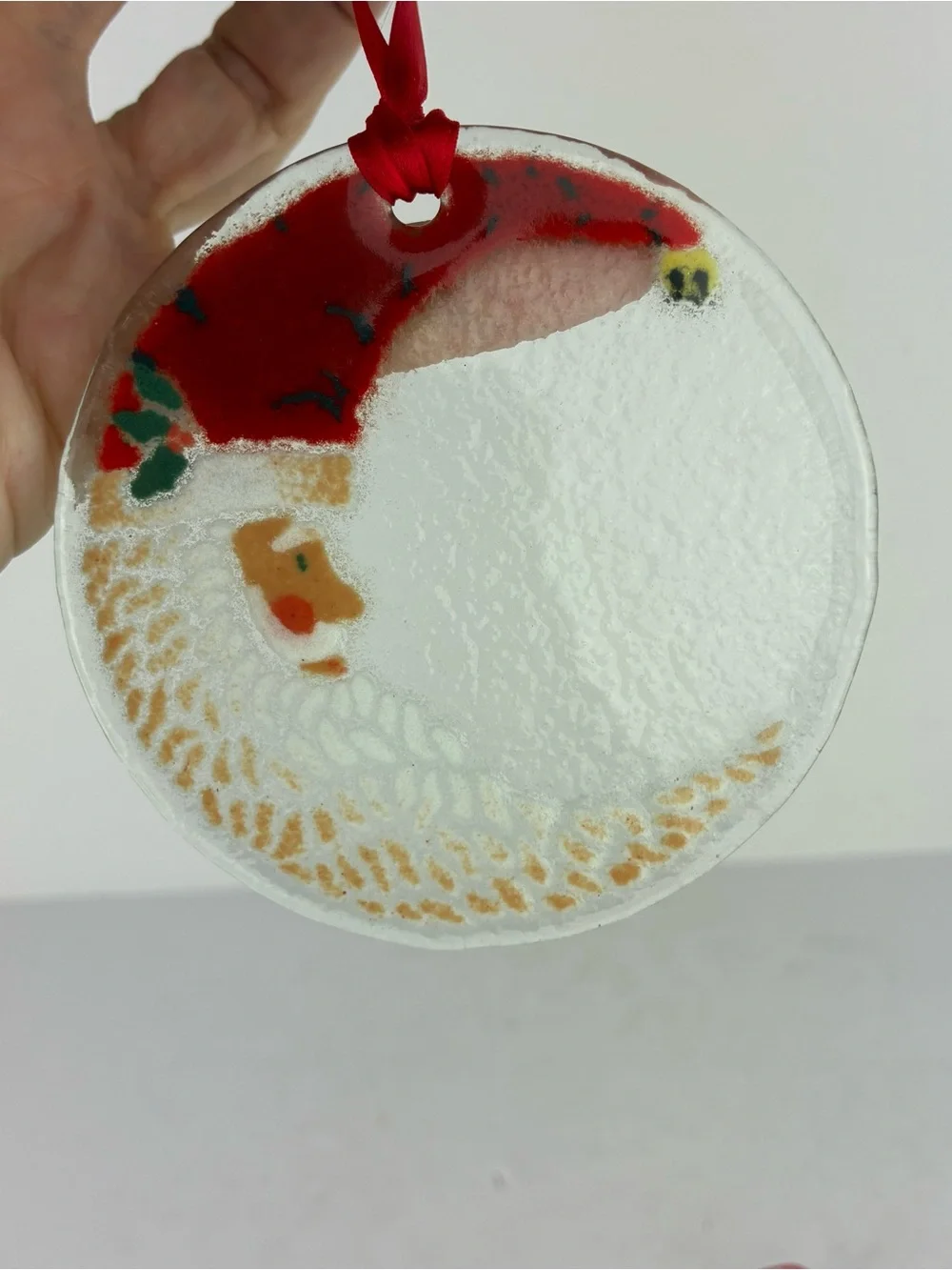 Peggy Karr Glass Set of 2 Vintage 90's Christmas Ornaments - Santa & Ball